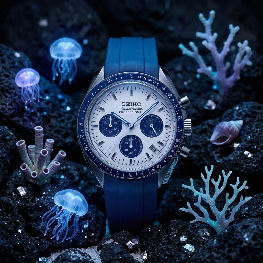 Mod Speedmaster Blue Panda-Rubber Strap