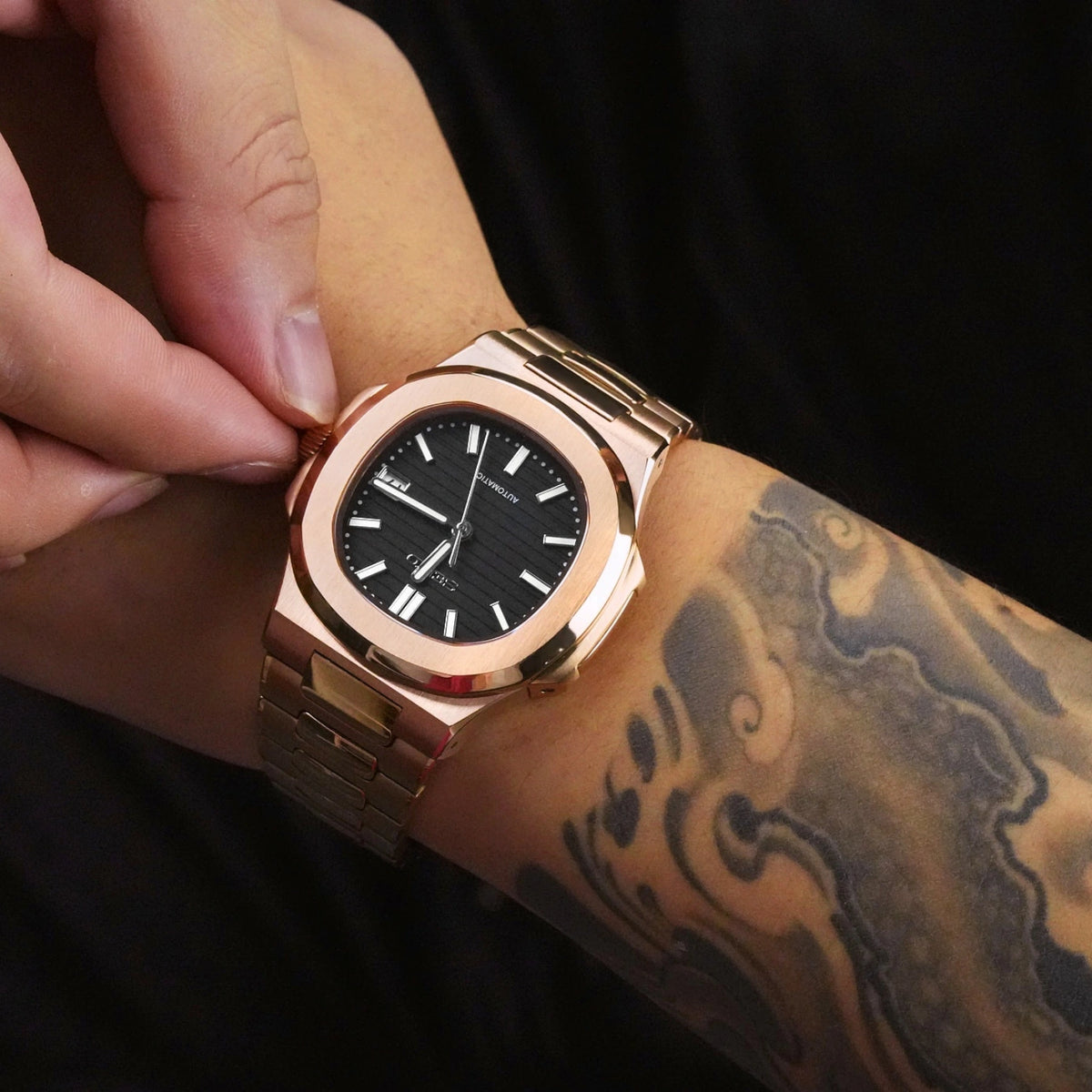 Mod Nautilus Rose Gold Black