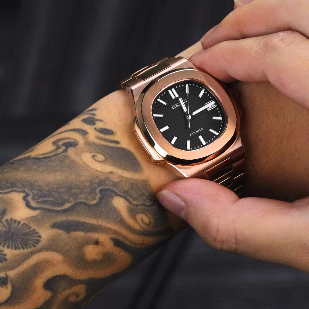 Mod Nautilus Rose Gold Black