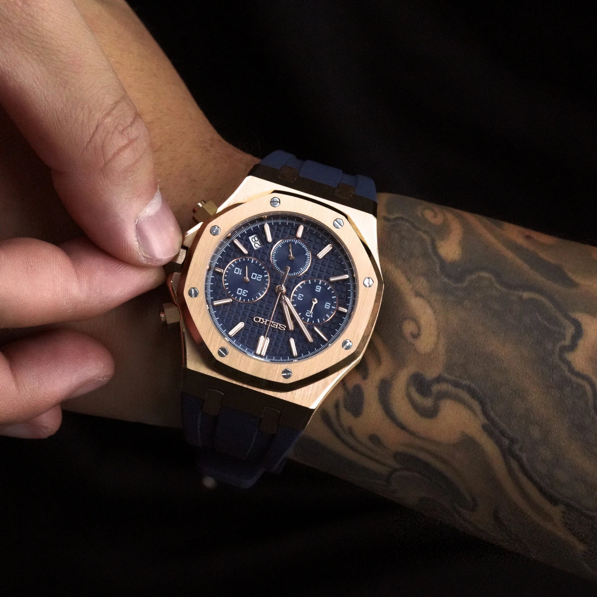 Mod Royal Oak Blue Gold Chronograph
