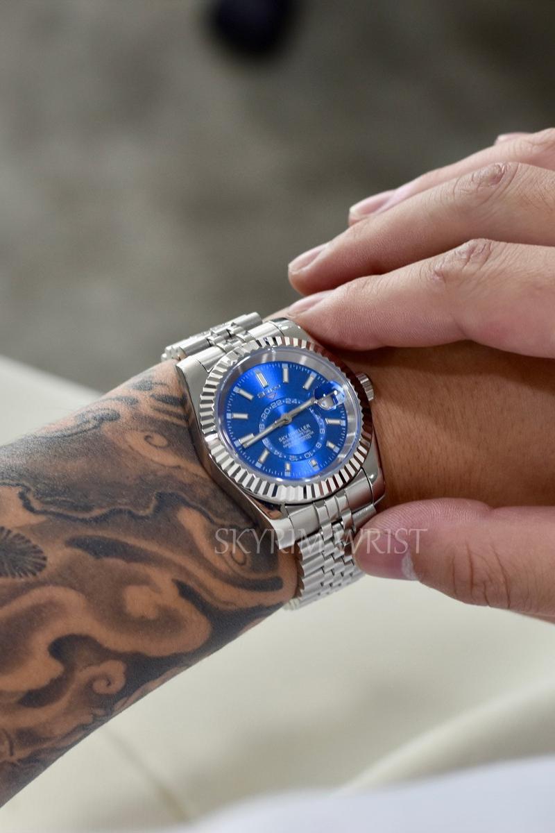 【blue sky様】プルソワンSX6000☓3 Mod Sky-Dweller Blue | 39mm Automatic Watch USAMODWATCH