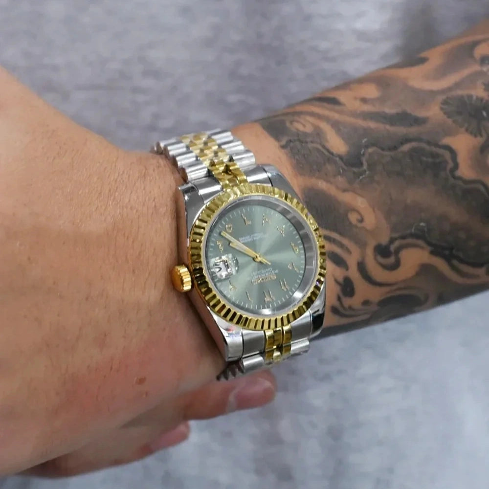 Mod Datejust Two-Tone Gold Arabic Green